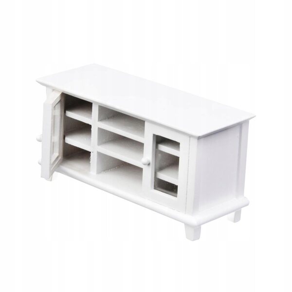 Miniatura Mobile TV in Legno Bianco 1:12 per Casa delle Bambole