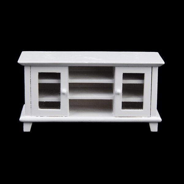 Miniatuur witte houten tv-kast 1:12 voor poppenhuis