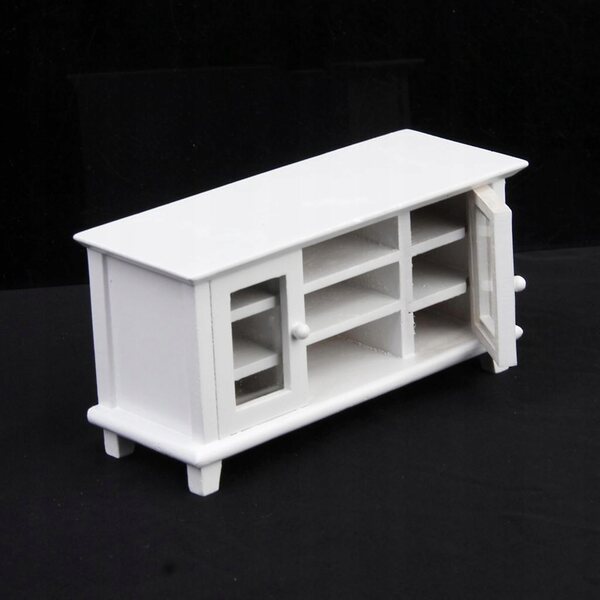 Miniatuur witte houten tv-kast 1:12 voor poppenhuis