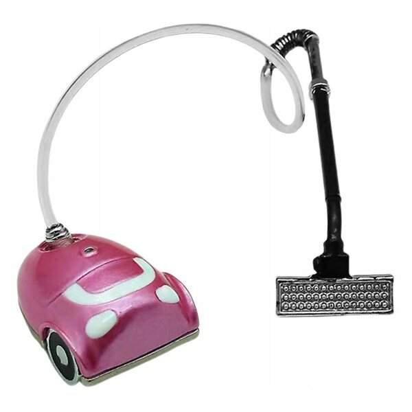 Mini aspirapolvere rosa in legno per casa delle bambole 1:12 accessorio moderno