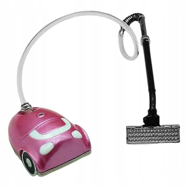Mini aspirapolvere rosa in legno per casa delle bambole 1:12 accessorio moderno