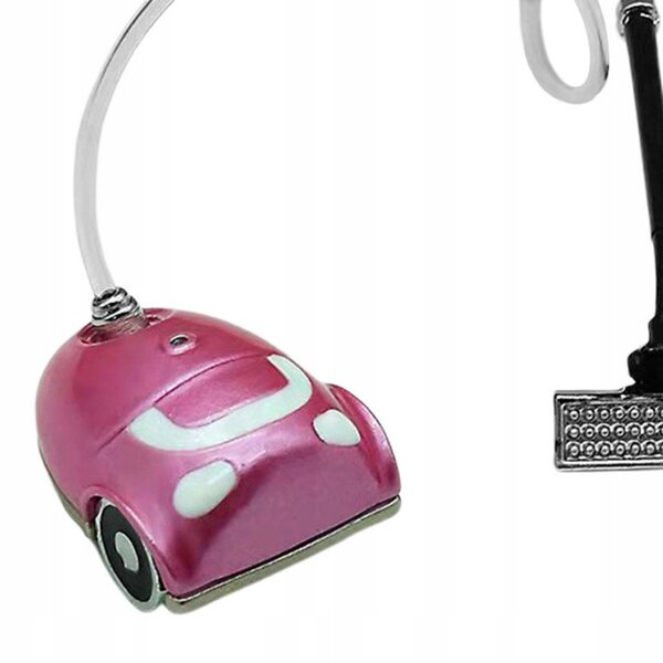 Mini aspirapolvere rosa in legno per casa delle bambole 1:12 accessorio moderno
