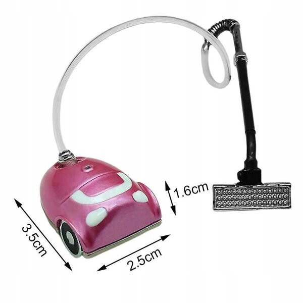 Mini aspirapolvere rosa in legno per casa delle bambole 1:12 accessorio moderno