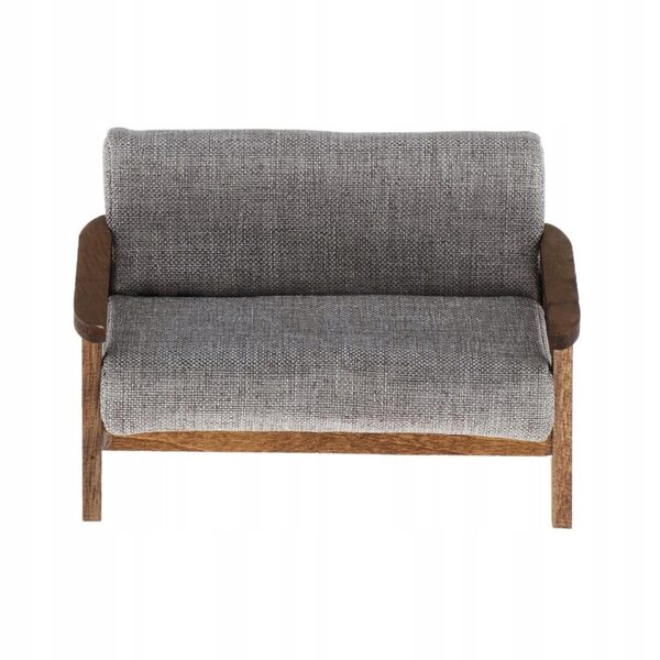 Miniatura divano doppio per casa delle bambole 1:12 - Loveseat grigio in legno e tessuto