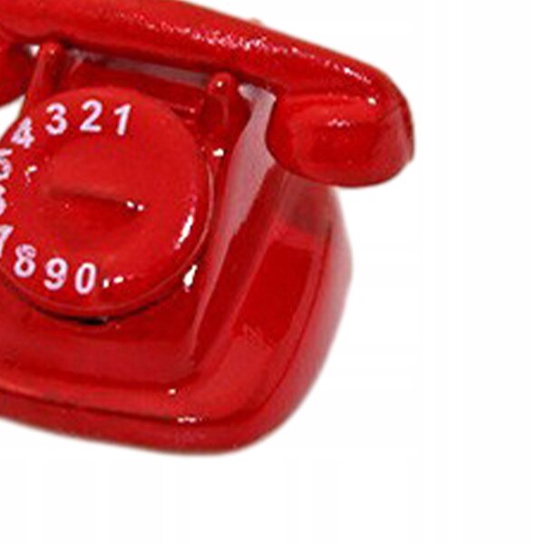 Telefono miniatura vintage 1:12 per casa delle bambole in legno metallo rosso
