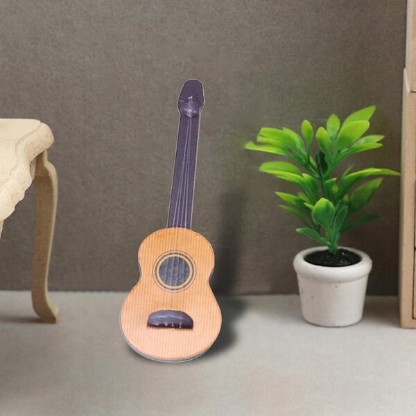 Mini drewniany instrument muzyczny Pokój dla lalek Sceneria Artykuły domowe Życie Gitara