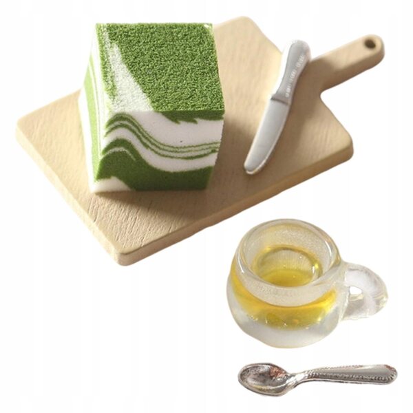 Miniature dolci e tè verde per casa delle bambole in scala 1:12, set 5 pezzi