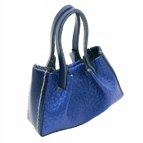 Mini borsa in ecopelle blu per bambole 1/6 - accessorio moda 5x5,8 cm
