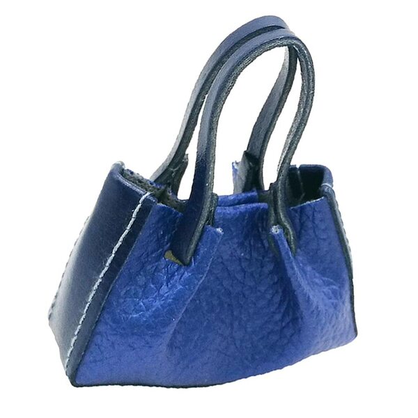 Mini borsa in ecopelle blu per bambole 1/6 - accessorio moda 5x5,8 cm