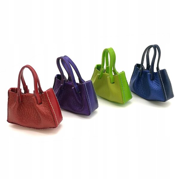 Mini borsa in ecopelle blu per bambole 1/6 - accessorio moda 5x5,8 cm
