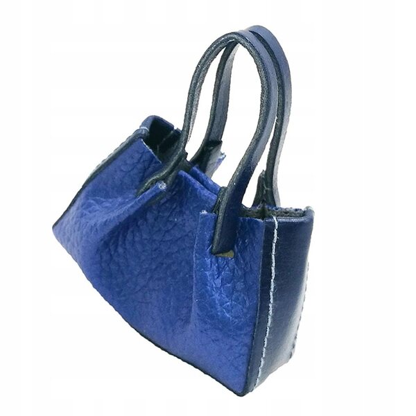 Mini borsa in ecopelle blu per bambole 1/6 - accessorio moda 5x5,8 cm