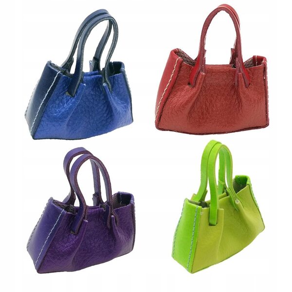 Mini borsa in ecopelle blu per bambole 1/6 - accessorio moda 5x5,8 cm