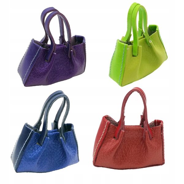 Mini borsa in ecopelle blu per bambole 1/6 - accessorio moda 5x5,8 cm