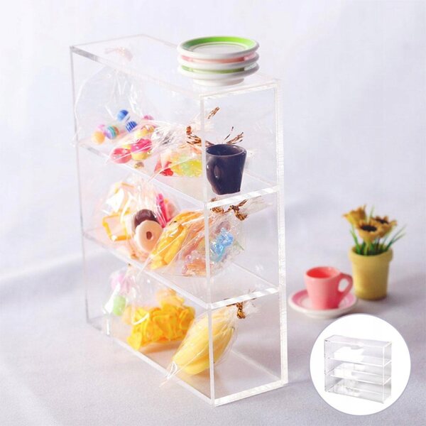 Miniatur-Süßigkeitenvitrine 1:12 1:6 für Puppenhaus, 3 dekorative Regale