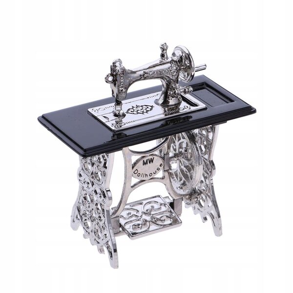 Machine à coudre vintage miniature pour maison de poupée 1/12 en bois