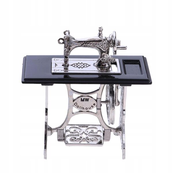 Machine à coudre vintage miniature pour maison de poupée 1/12 en bois