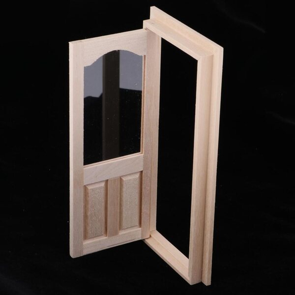 1/12 Einzel-Holztür-Miniatur für Puppenhaus, unbemaltes DIY-Zubehör