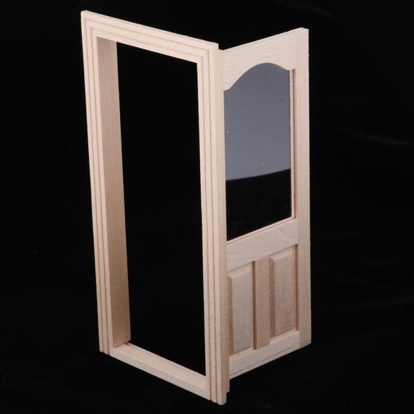 1/12 Einzel-Holztür-Miniatur für Puppenhaus, unbemaltes DIY-Zubehör