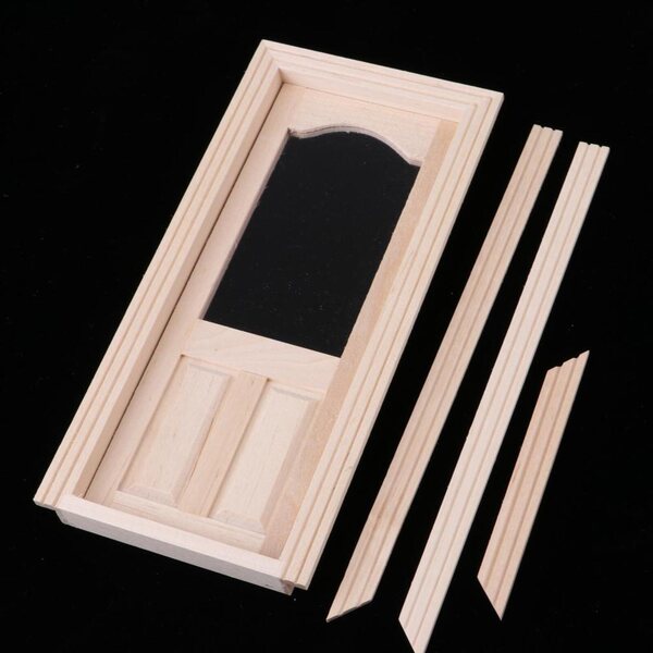 1/12 Einzel-Holztür-Miniatur für Puppenhaus, unbemaltes DIY-Zubehör