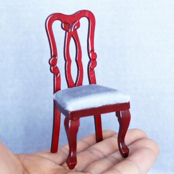 Miniatura Sedia in Legno 1:12 per Casa delle Bambole - Mobili da Sala da Pranzo Vintage