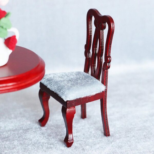 Miniatura Sedia in Legno 1:12 per Casa delle Bambole - Mobili da Sala da Pranzo Vintage