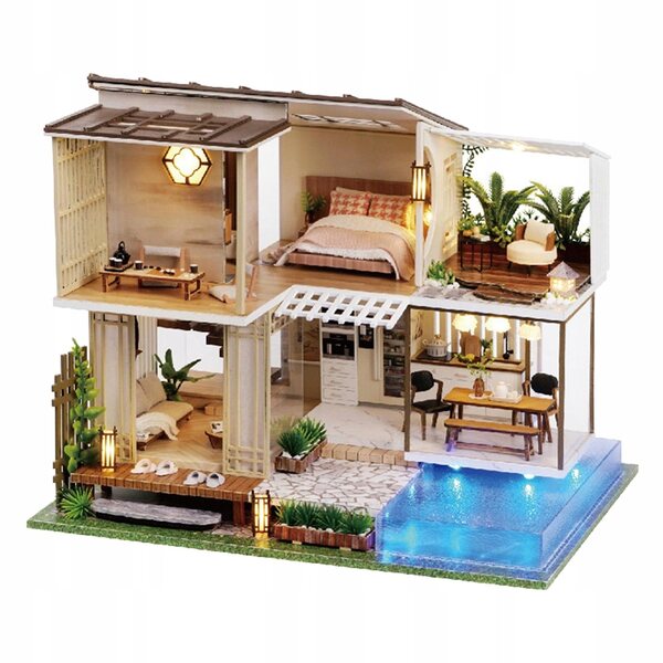 DIY Puppenhaus-Miniatur aus Holz mit 3D-Staubschutz