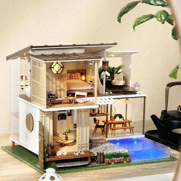 DIY Puppenhaus-Miniatur aus Holz mit 3D-Staubschutz