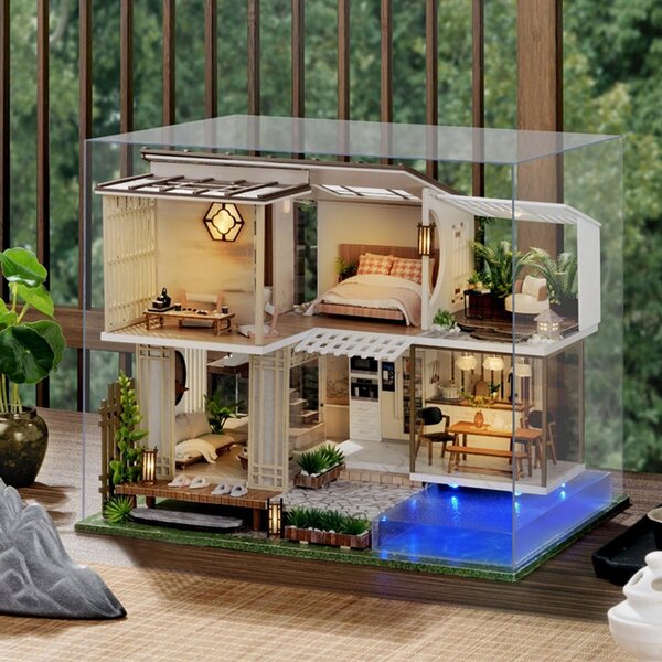 DIY Puppenhaus-Miniatur aus Holz mit 3D-Staubschutz