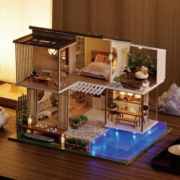 DIY Puppenhaus-Miniatur aus Holz mit 3D-Staubschutz