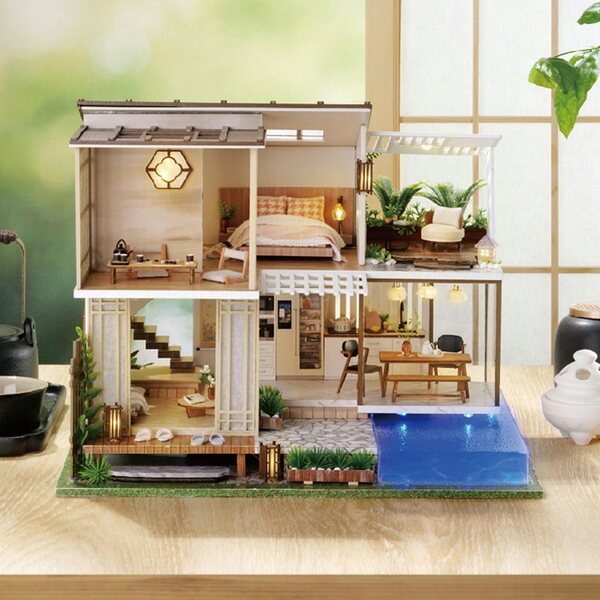 DIY Puppenhaus-Miniatur aus Holz mit 3D-Staubschutz