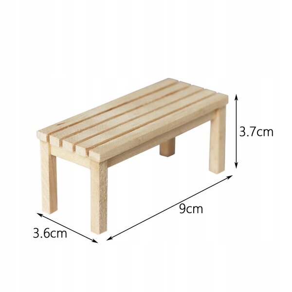 Miniatura panca in legno per casa delle bambole 1:12, accessorio decorativo