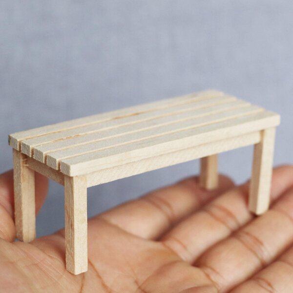 Miniatura panca in legno per casa delle bambole 1:12, accessorio decorativo