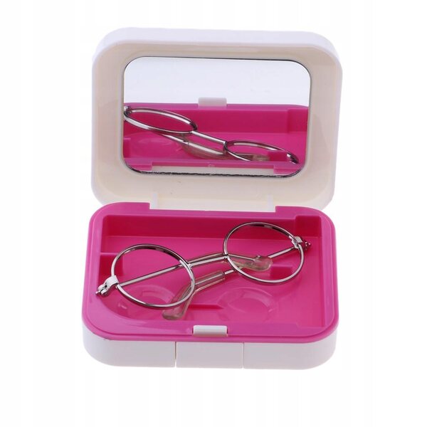Lunettes rétro hippie 1/3 BJD pour poupées avec étui en métal argenté