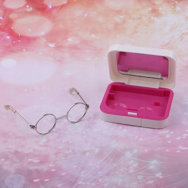 Lunettes rétro hippie 1/3 BJD pour poupées avec étui en métal argenté