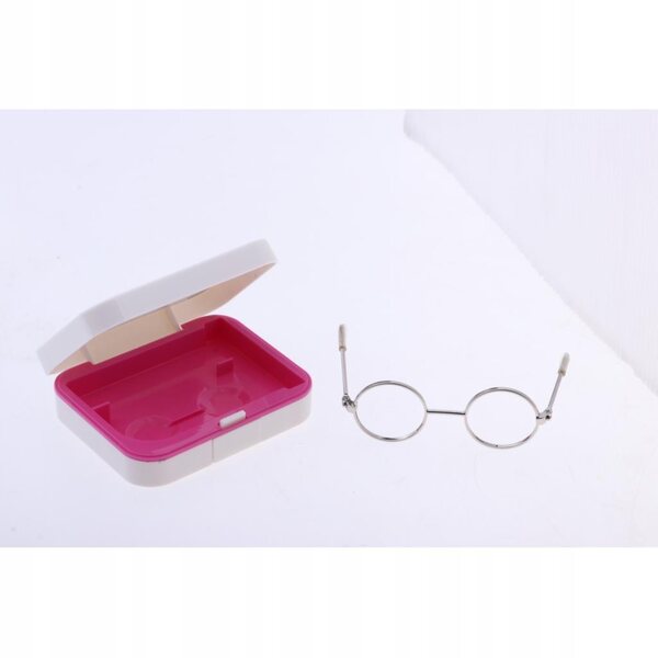 Lunettes rétro hippie 1/3 BJD pour poupées avec étui en métal argenté