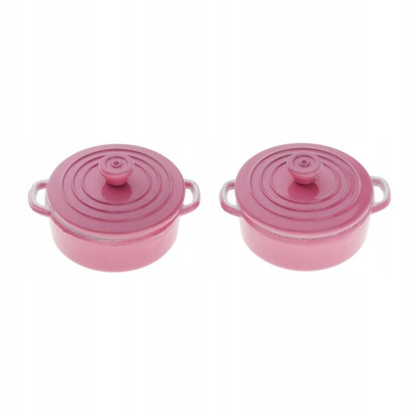 1/12 Puppenhaus-Miniatur-Suppentopf, rosa, 2er-Set