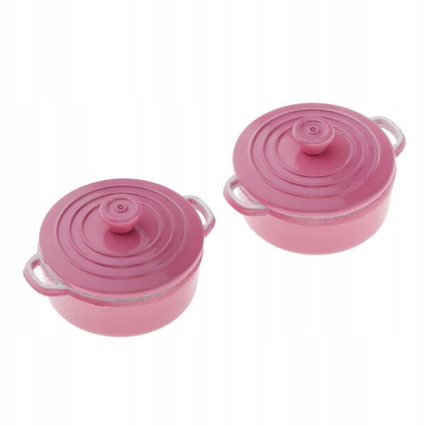 1/12 Puppenhaus-Miniatur-Suppentopf, rosa, 2er-Set