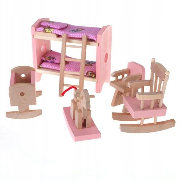 1:12 Holzmöbelset für Puppenhaus mit Etagenbett und Zubehör