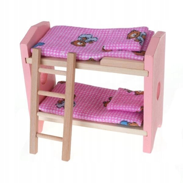 1:12 Holzmöbelset für Puppenhaus mit Etagenbett und Zubehör