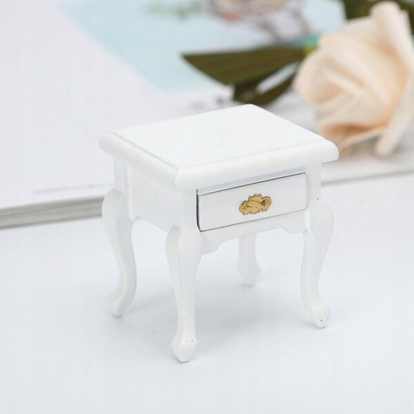 Miniatuur houten nachtkastje voor poppenhuis, schaal 1:12, 5,8x4,2x5,5 cm