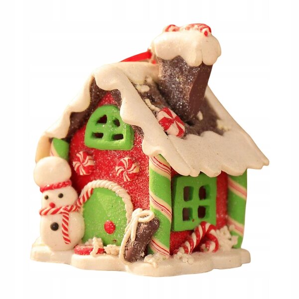 Decorazione Natalizia Casa LED in Resina - Miniatura Festiva 7,3x8,1x6,2 cm
