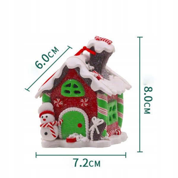 Decorazione Natalizia Casa LED in Resina - Miniatura Festiva 7,3x8,1x6,2 cm