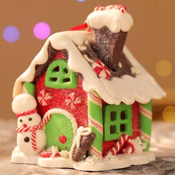 Decorazione Natalizia Casa LED in Resina - Miniatura Festiva 7,3x8,1x6,2 cm