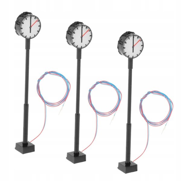 Lampes ferroviaires miniatures avec horloge à l'échelle 1:87 pour modèles ferroviaires Ho