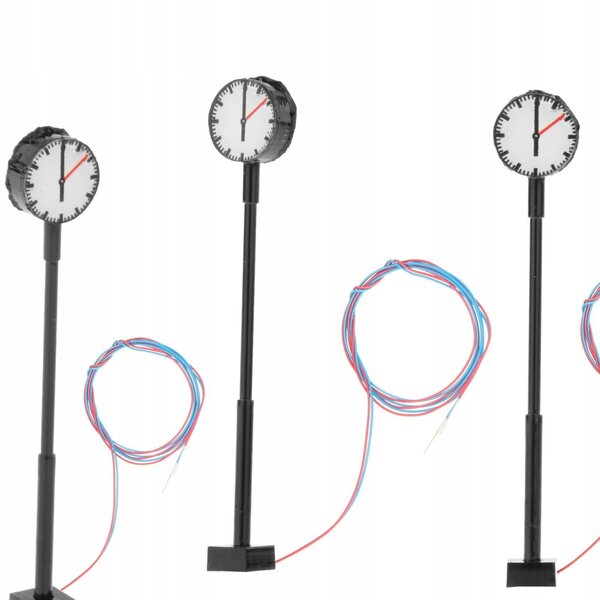 Lampes ferroviaires miniatures avec horloge à l'échelle 1:87 pour modèles ferroviaires Ho