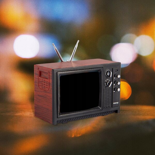 Modello Mini TV in Legno Rosso per Casa delle Bambole 1:12 - Mobili Salotto
