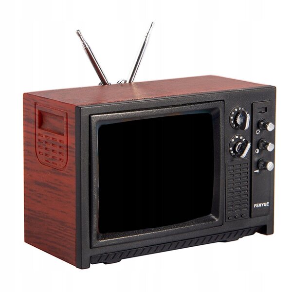 Modello Mini TV in Legno Rosso per Casa delle Bambole 1:12 - Mobili Salotto