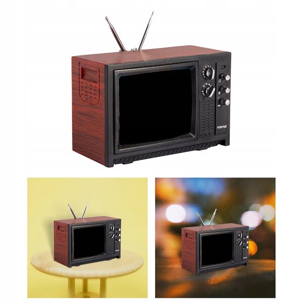 Modello Mini TV in Legno Rosso per Casa delle Bambole 1:12 - Mobili Salotto