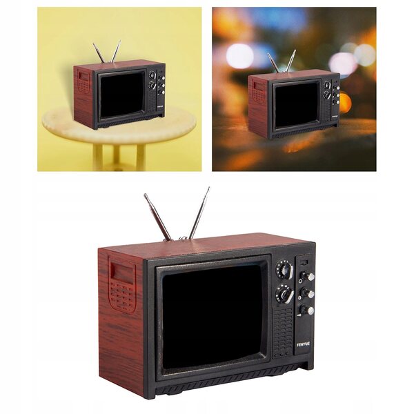 Modello Mini TV in Legno Rosso per Casa delle Bambole 1:12 - Mobili Salotto