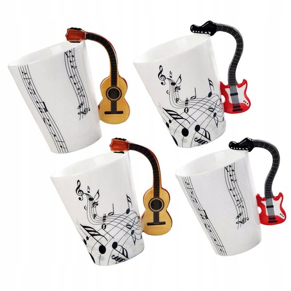 Keramikbecher mit geigenförmigem Henkel, 400 ml – originelles Design